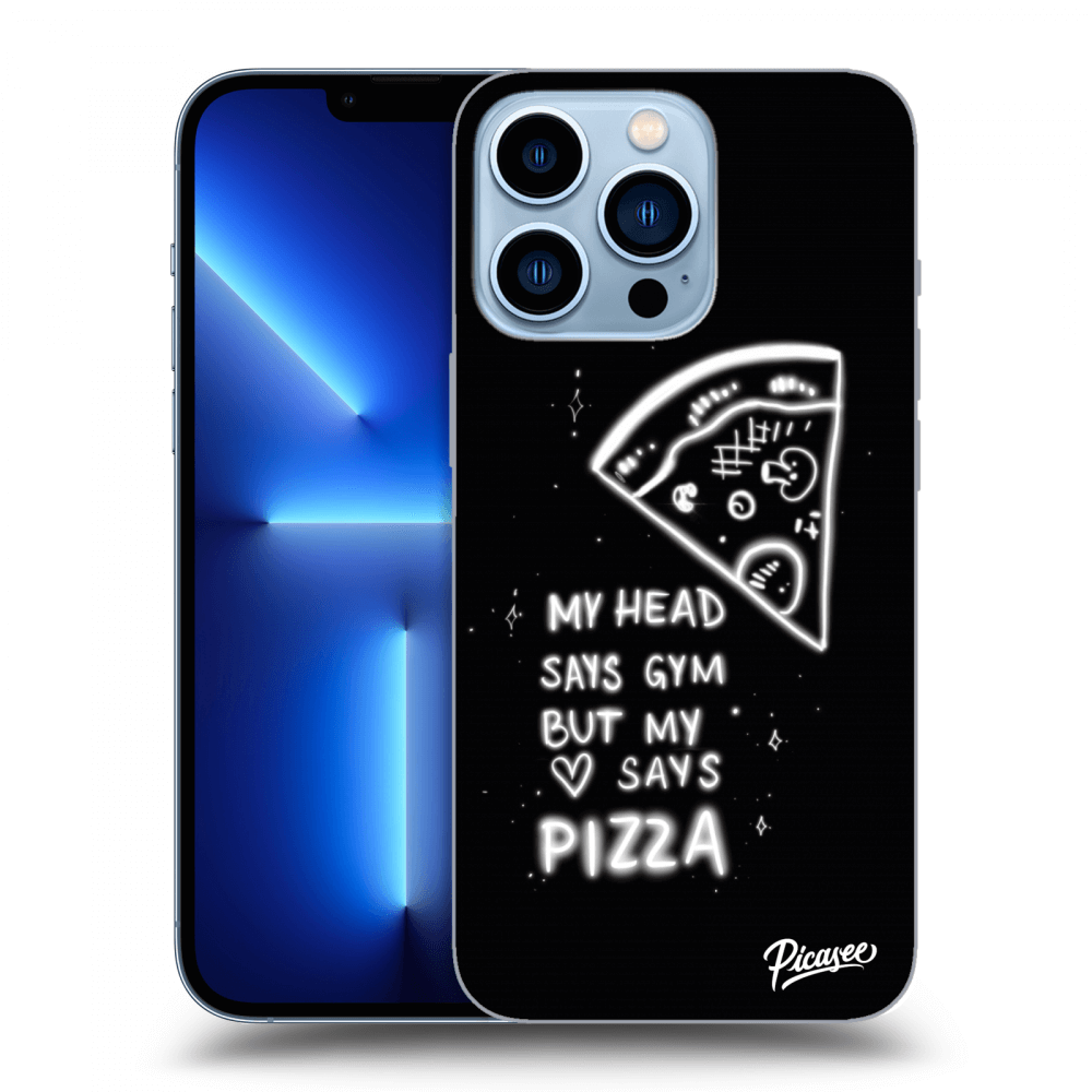 Picasee silikonowe czarne etui na Apple iPhone 13 Pro - Pizza