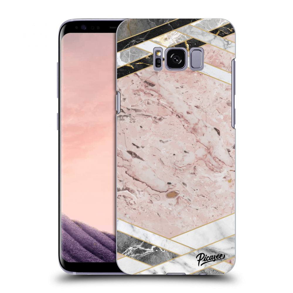 Picasee silikonowe przeźroczyste etui na Samsung Galaxy S8+ G955F - Pink geometry
