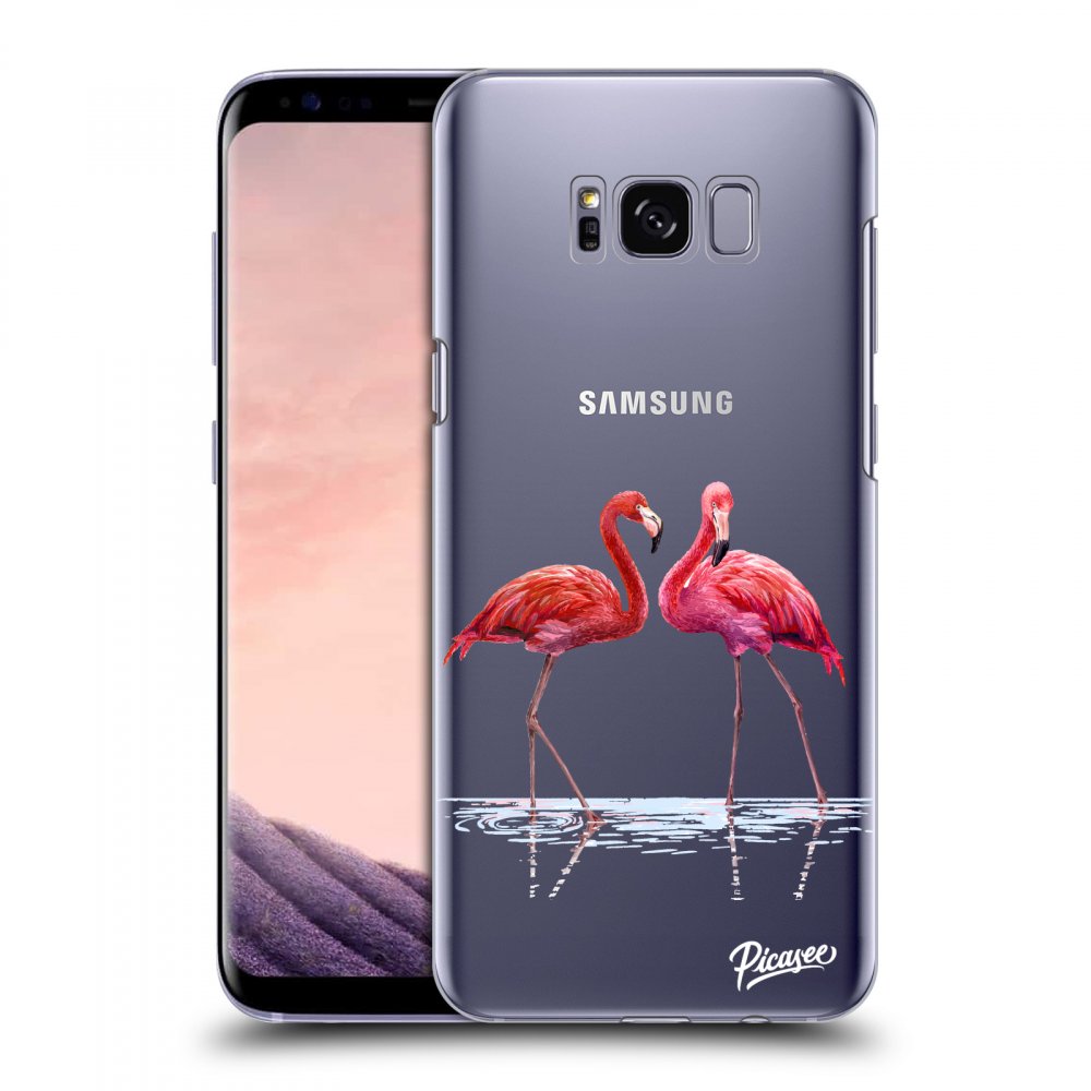 Picasee silikonowe przeźroczyste etui na Samsung Galaxy S8+ G955F - Flamingos couple