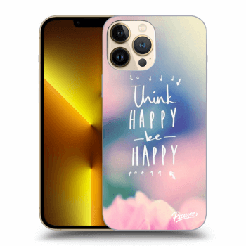 Picasee silikonowe czarne etui na Apple iPhone 13 Pro Max - Think happy be happy