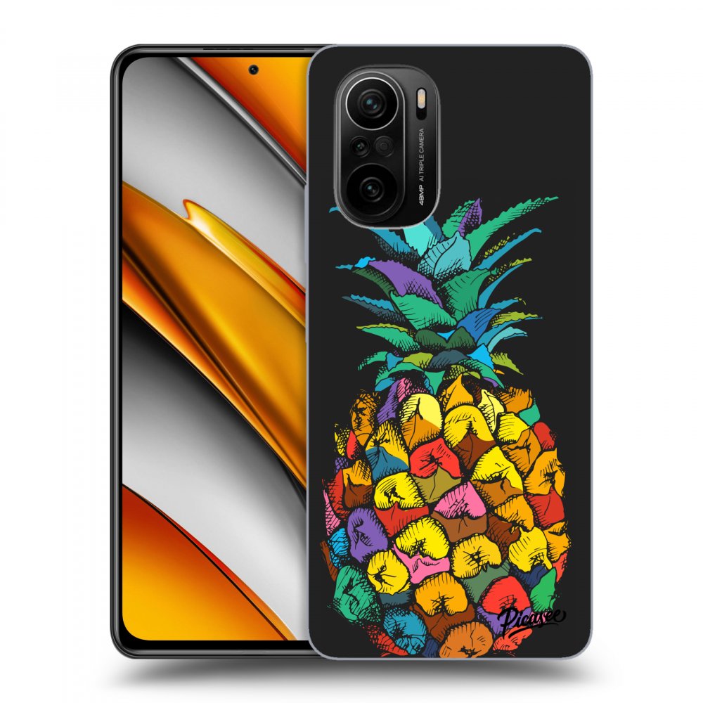 Picasee silikonowe czarne etui na Xiaomi Poco F3 - Pineapple