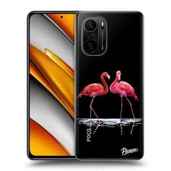 Picasee silikonowe przeźroczyste etui na Xiaomi Poco F3 - Flamingos couple