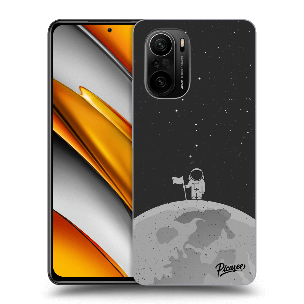Picasee silikonowe czarne etui na Xiaomi Poco F3 - Astronaut