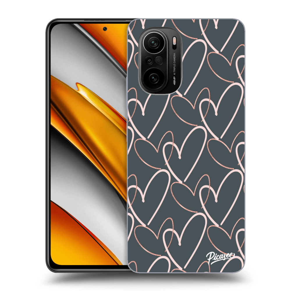 Picasee silikonowe czarne etui na Xiaomi Poco F3 - Lots of love
