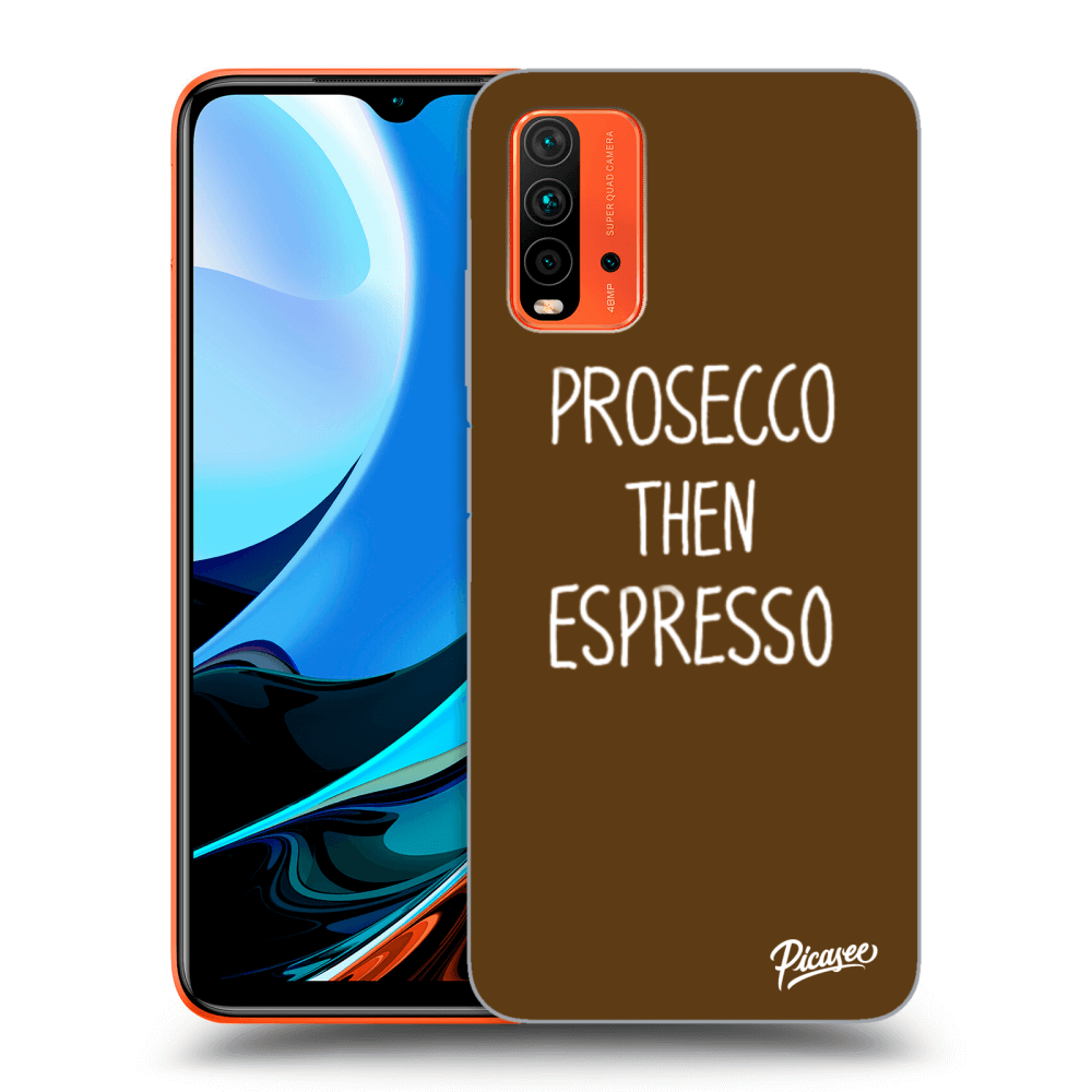 Picasee silikonowe czarne etui na Xiaomi Redmi 9T - Prosecco then espresso