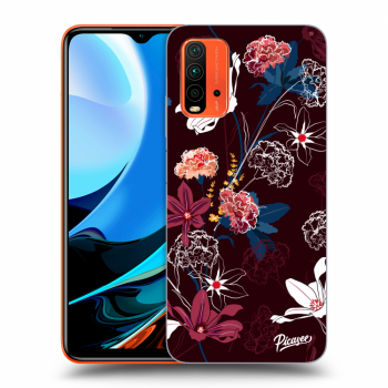 Picasee silikonowe czarne etui na Xiaomi Redmi 9T - Dark Meadow