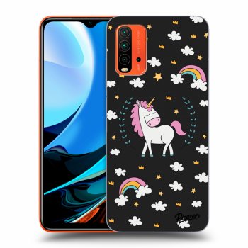 Picasee silikonowe czarne etui na Xiaomi Redmi 9T - Unicorn star heaven