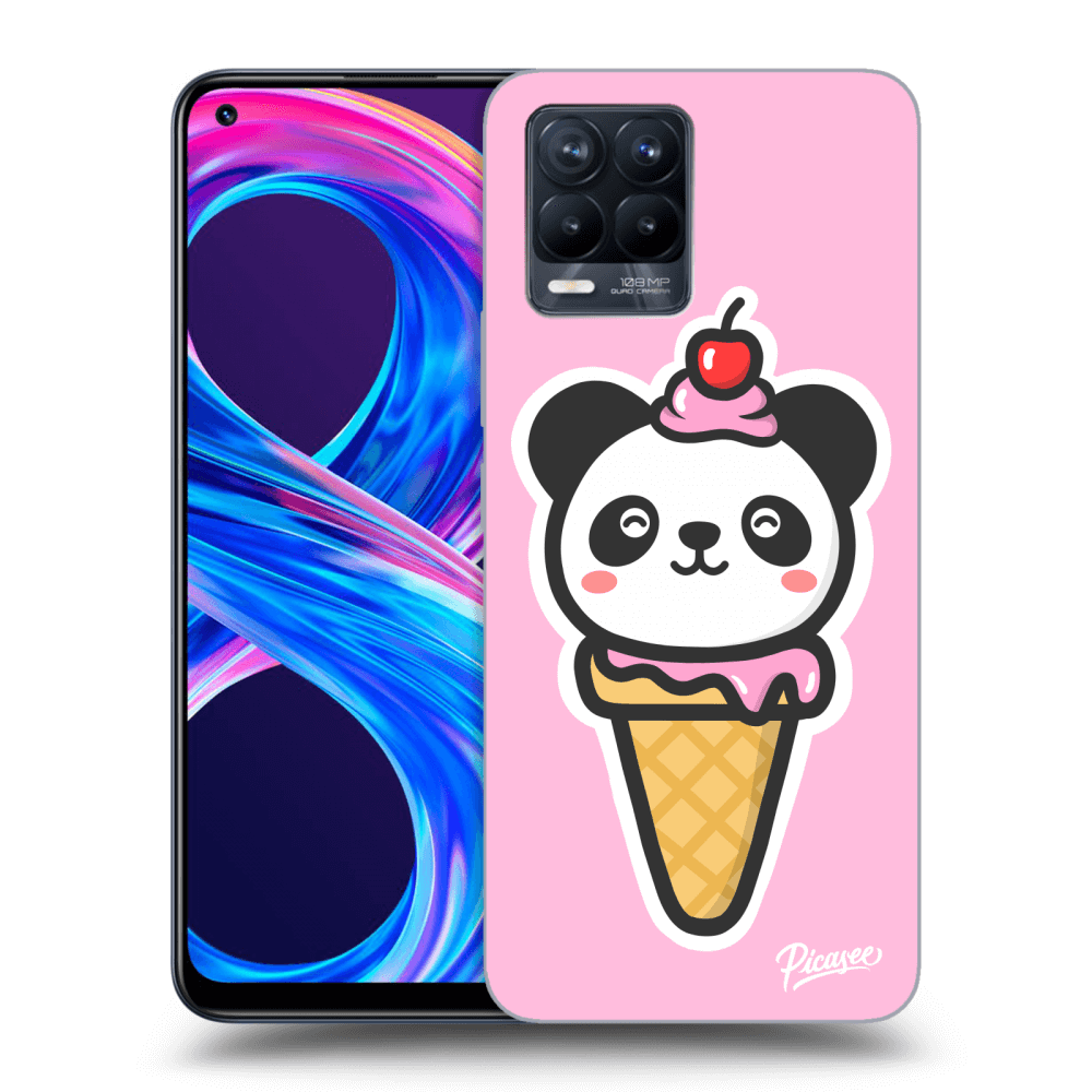 Picasee silikonowe czarne etui na Realme 8 Pro - Ice Cream Panda
