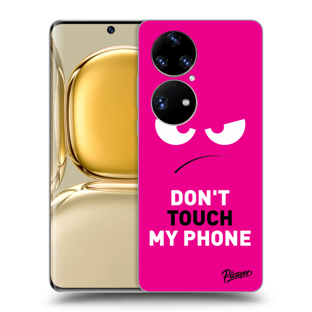 Picasee silikonowe czarne etui na Huawei P50 - Angry Eyes - Pink