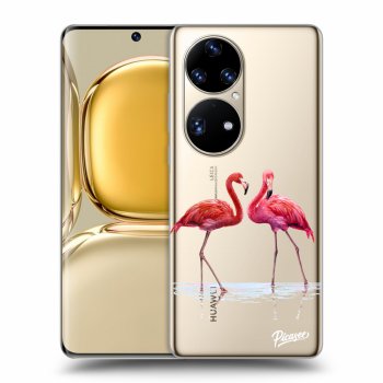 Picasee silikonowe przeźroczyste etui na Huawei P50 - Flamingos couple