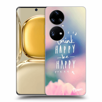 Picasee silikonowe przeźroczyste etui na Huawei P50 - Think happy be happy