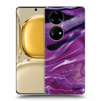 Picasee silikonowe przeźroczyste etui na Huawei P50 - Purple glitter