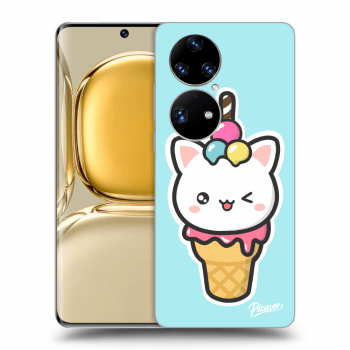 Picasee silikonowe czarne etui na Huawei P50 - Ice Cream Cat