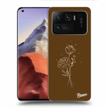 Picasee silikonowe czarne etui na Xiaomi Mi 11 Ultra - Brown flowers