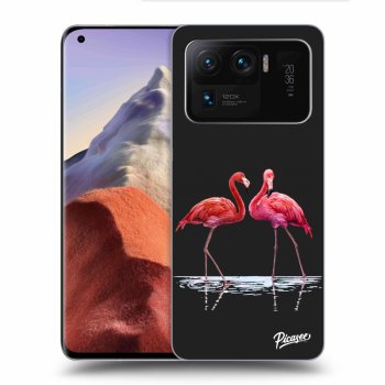 Picasee silikonowe czarne etui na Xiaomi Mi 11 Ultra - Flamingos couple