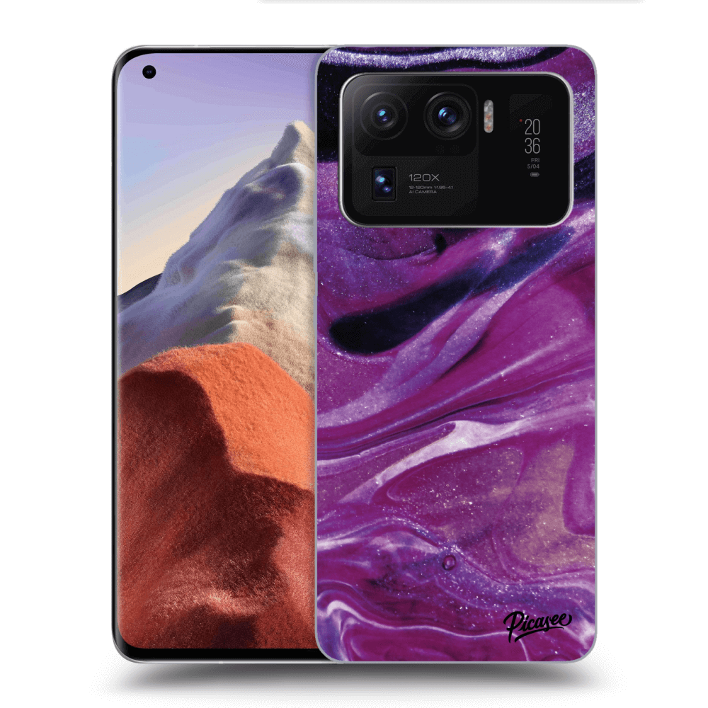 Picasee silikonowe czarne etui na Xiaomi Mi 11 Ultra - Purple glitter