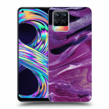 Picasee silikonowe przeźroczyste etui na Realme 8 4G - Purple glitter