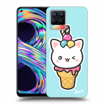 Picasee silikonowe przeźroczyste etui na Realme 8 4G - Ice Cream Cat