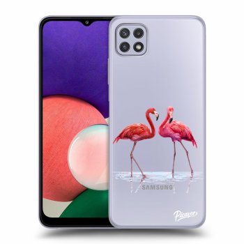 Picasee silikonowe przeźroczyste etui na Samsung Galaxy A22 A226B 5G - Flamingos couple