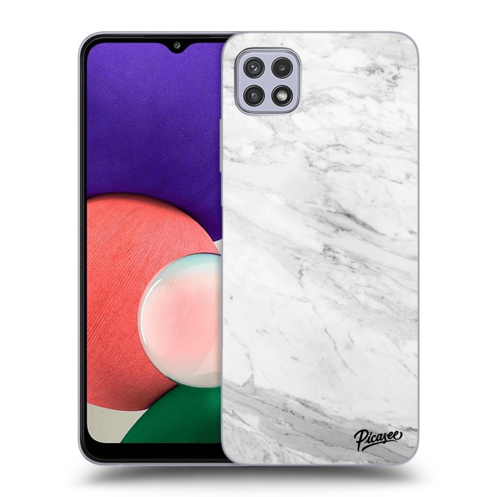 Picasee silikonowe przeźroczyste etui na Samsung Galaxy A22 A226B 5G - White marble