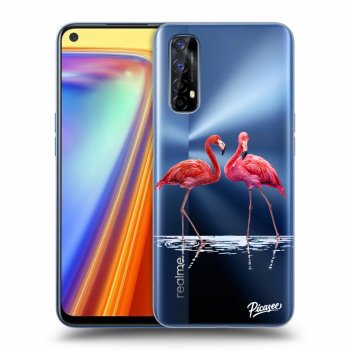 Picasee silikonowe przeźroczyste etui na Realme 7 - Flamingos couple