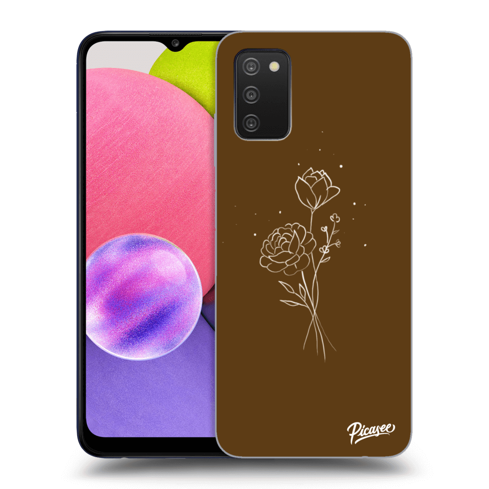 Picasee silikonowe przeźroczyste etui na Samsung Galaxy A02s A025G - Brown flowers