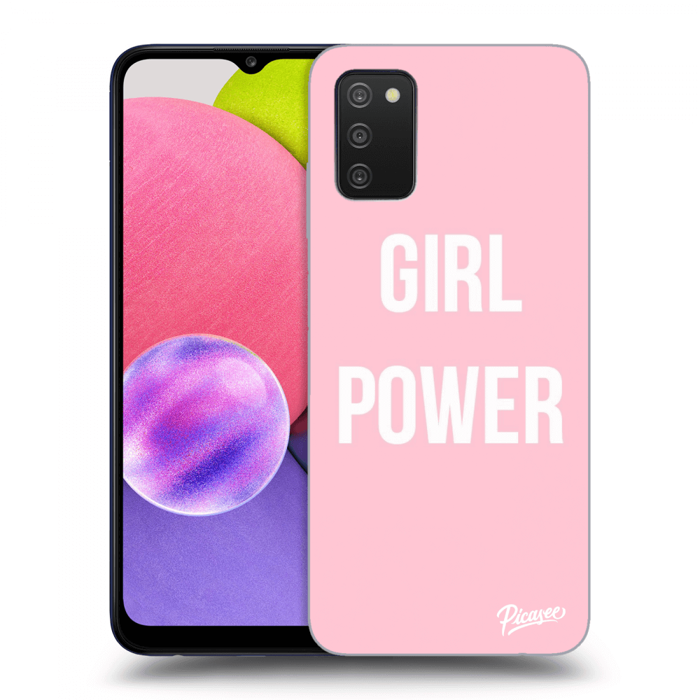 Picasee silikonowe czarne etui na Samsung Galaxy A02s A025G - Girl power