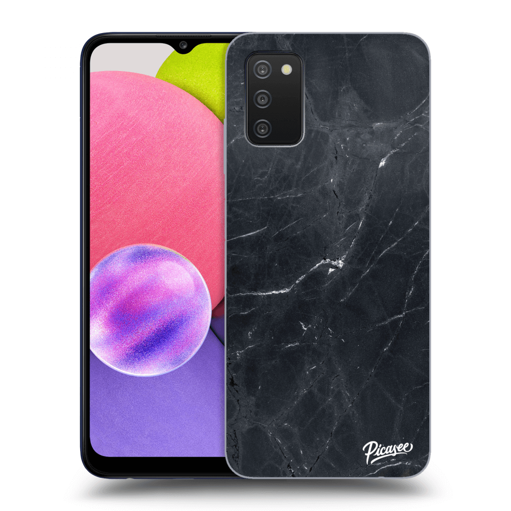 Picasee silikonowe czarne etui na Samsung Galaxy A02s A025G - Black marble