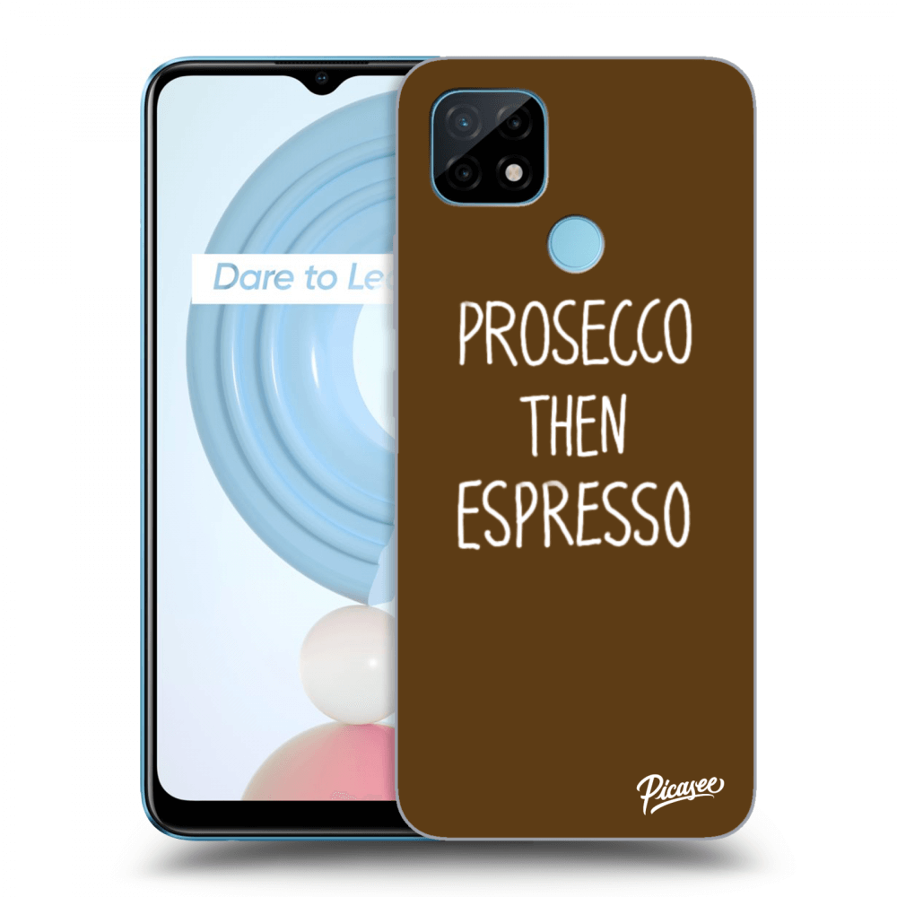 Picasee silikonowe czarne etui na Realme C21 - Prosecco then espresso