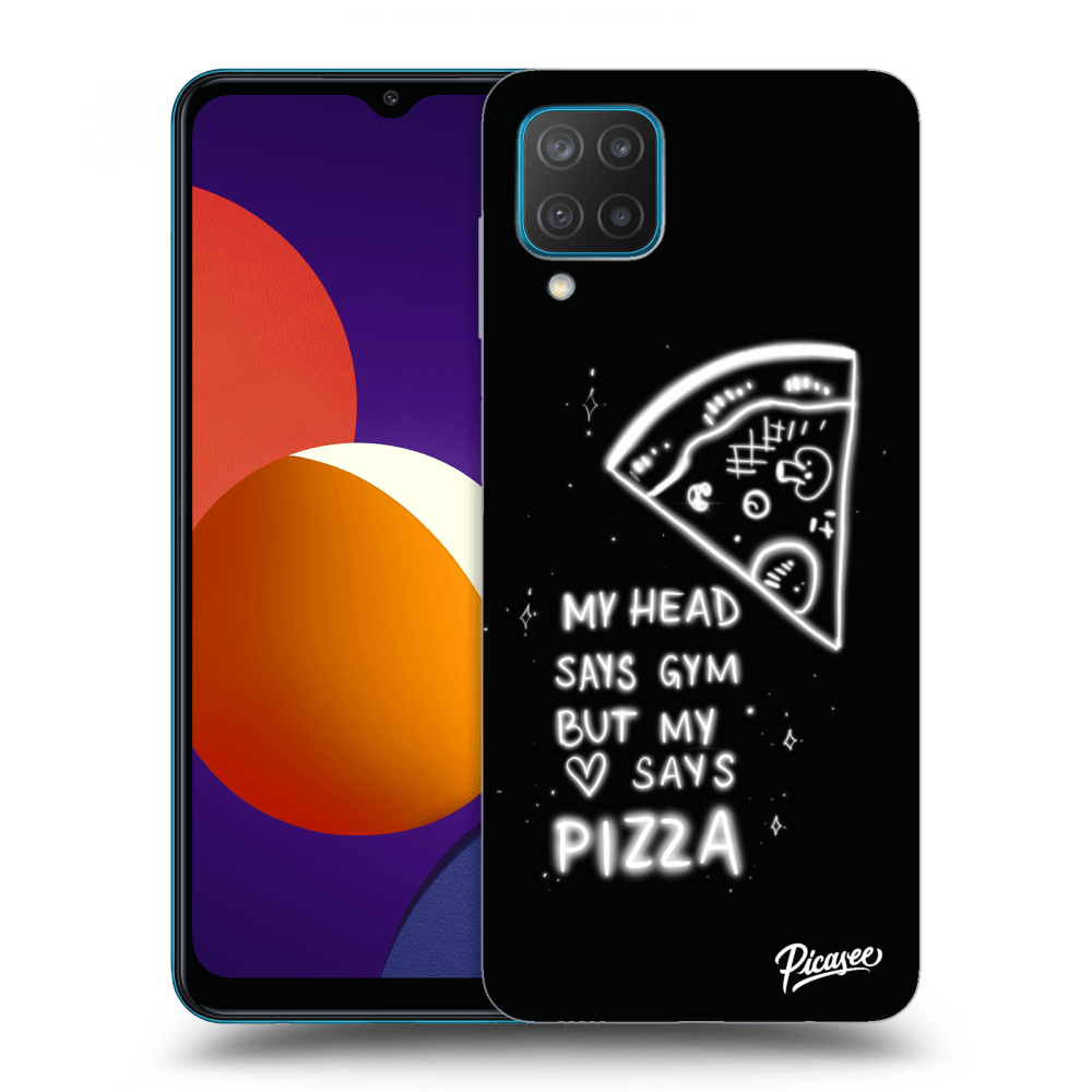 Picasee silikonowe czarne etui na Samsung Galaxy M12 M127F - Pizza