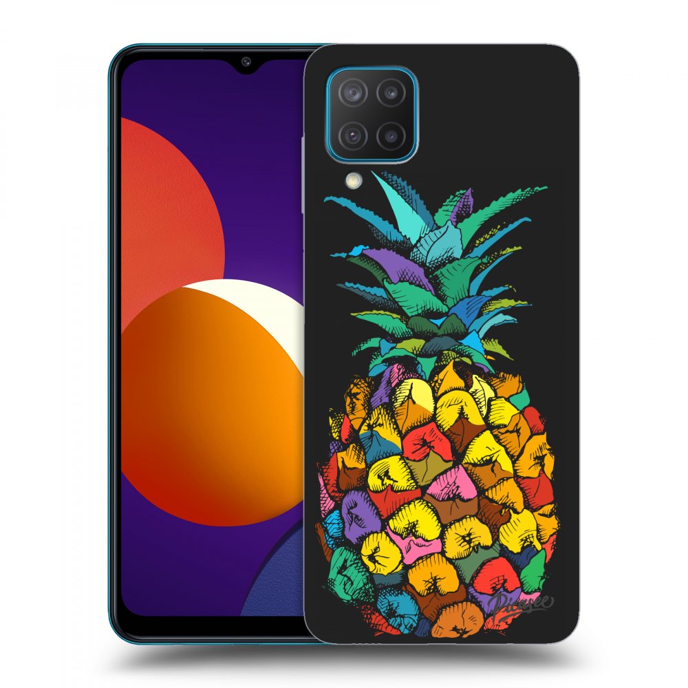Picasee silikonowe czarne etui na Samsung Galaxy M12 M127F - Pineapple