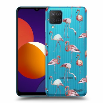 Picasee silikonowe przeźroczyste etui na Samsung Galaxy M12 M127F - Flamingos