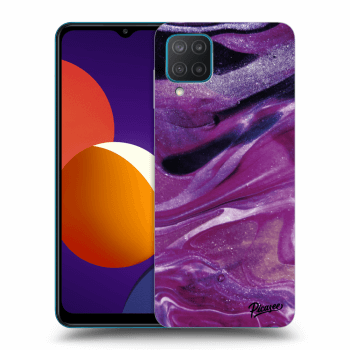 Picasee silikonowe przeźroczyste etui na Samsung Galaxy M12 M127F - Purple glitter