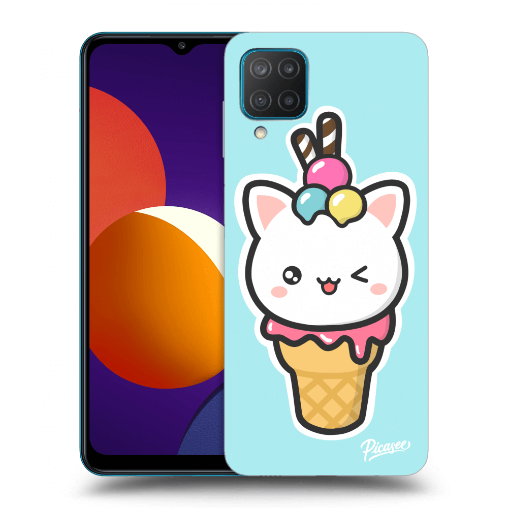 Picasee silikonowe czarne etui na Samsung Galaxy M12 M127F - Ice Cream Cat