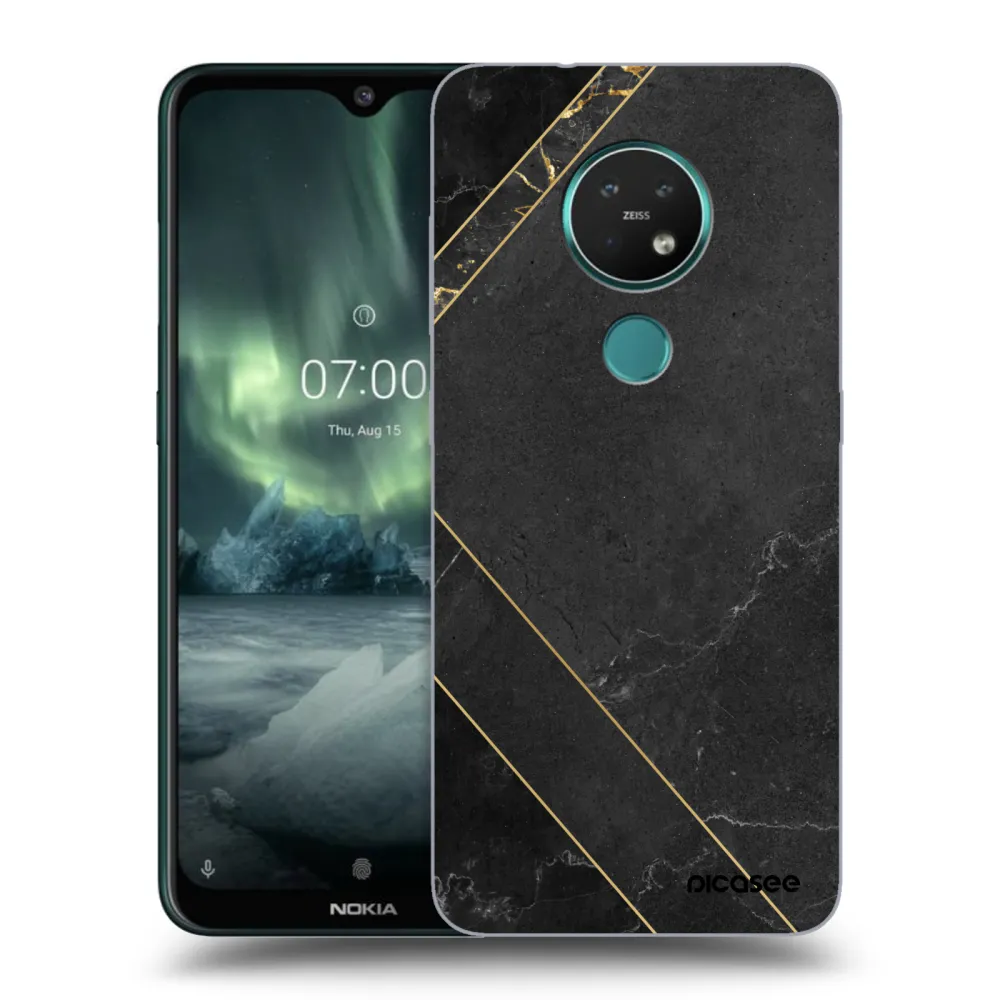 Picasee silikonowe przeźroczyste etui na Nokia 7.2 - Black tile