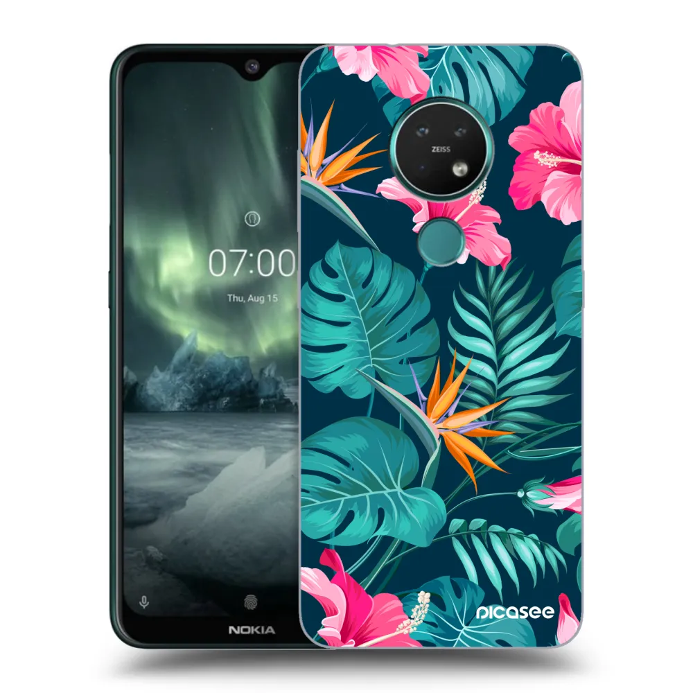 Picasee silikonowe przeźroczyste etui na Nokia 7.2 - Pink Monstera