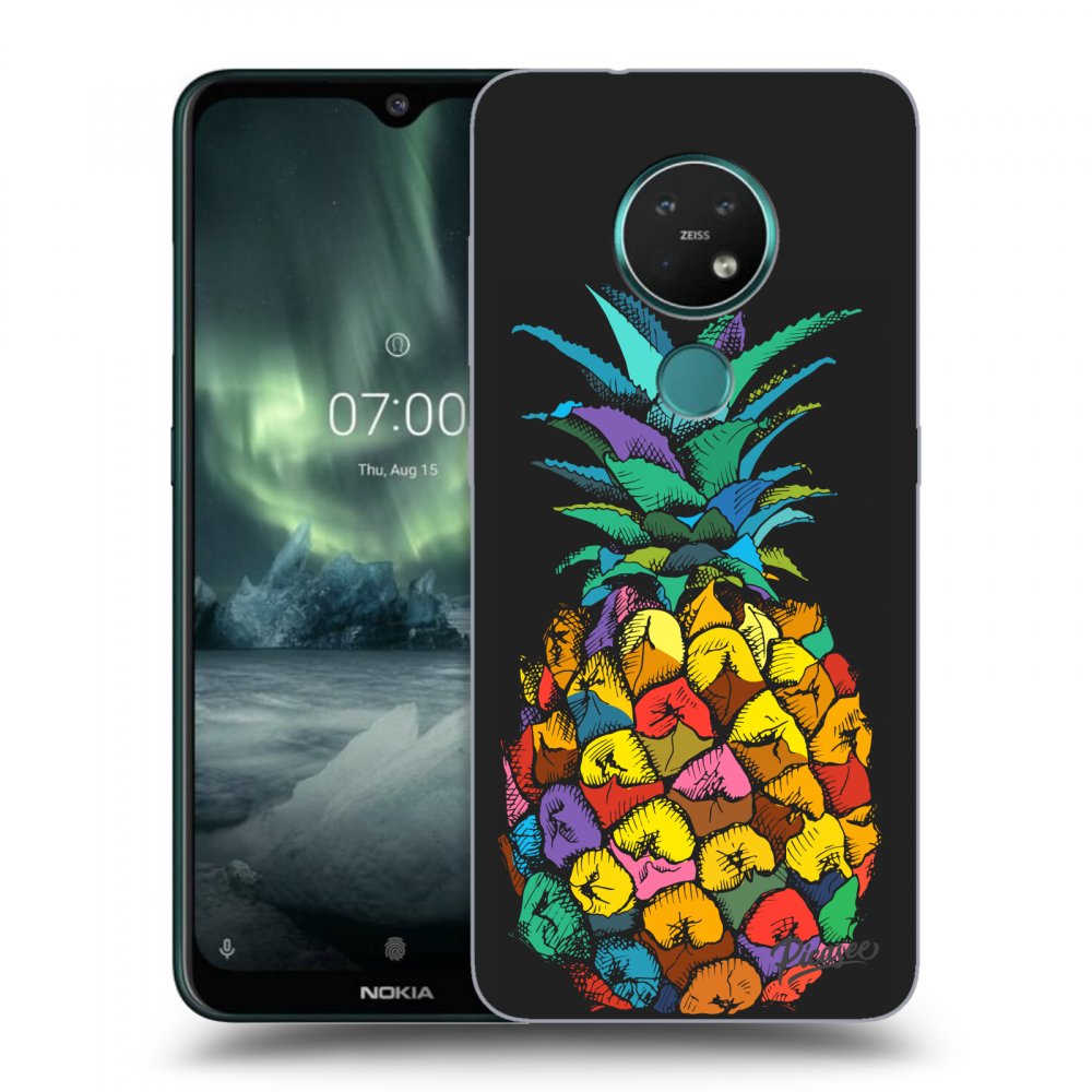Picasee silikonowe czarne etui na Nokia 7.2 - Pineapple