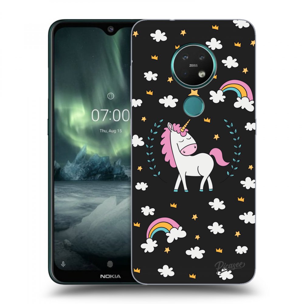 Picasee silikonowe czarne etui na Nokia 7.2 - Unicorn star heaven