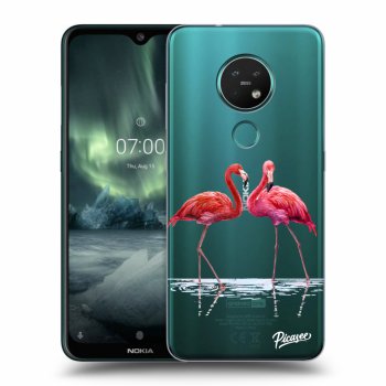 Picasee silikonowe przeźroczyste etui na Nokia 7.2 - Flamingos couple