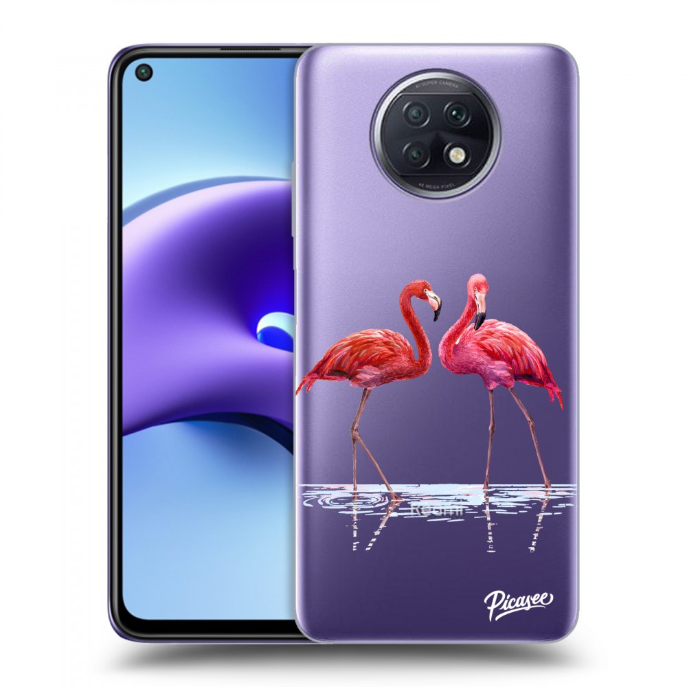 Picasee silikonowe przeźroczyste etui na Xiaomi Redmi Note 9T - Flamingos couple