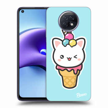 Picasee silikonowe czarne etui na Xiaomi Redmi Note 9T - Ice Cream Cat
