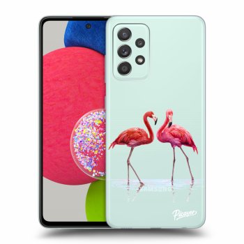Picasee silikonowe przeźroczyste etui na Samsung Galaxy A52s 5G A528B - Flamingos couple