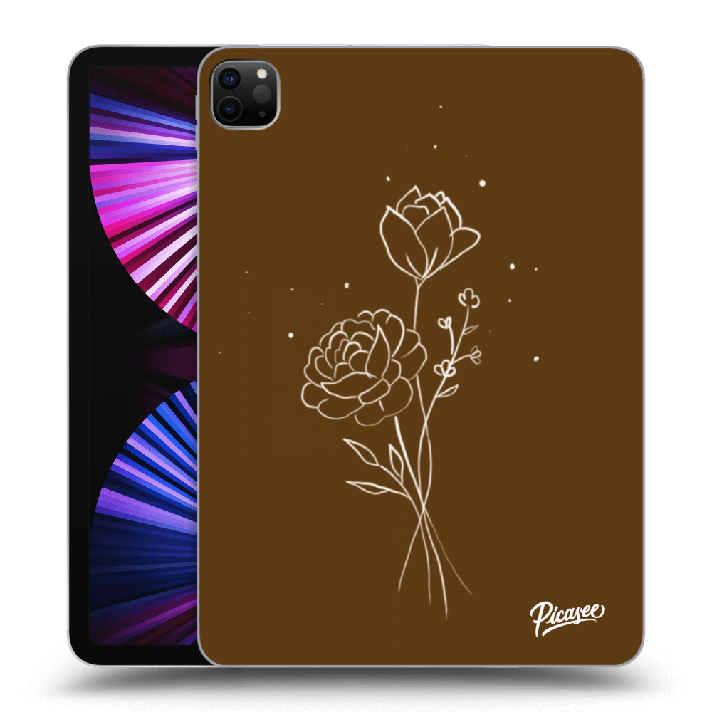 Picasee silikonowe czarne etui na Apple iPad Pro 11" 2021 (3.gen) - Brown flowers