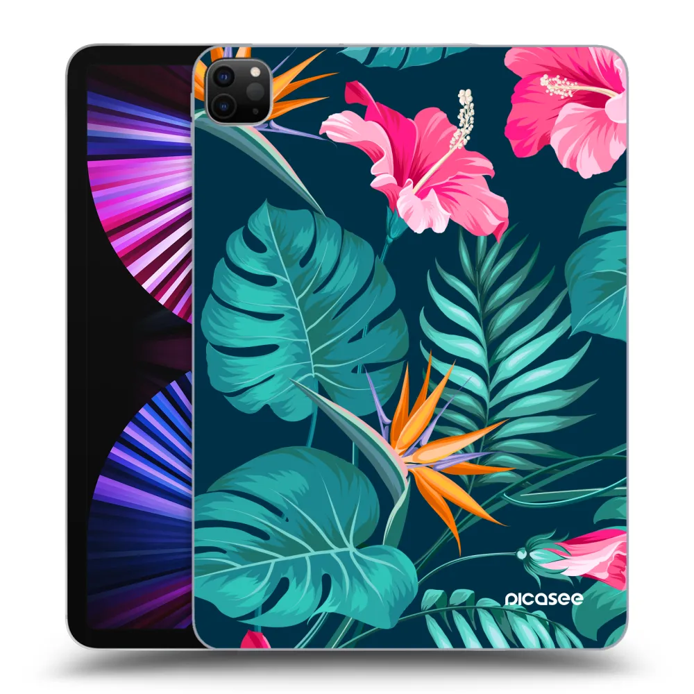 Picasee silikonowe czarne etui na Apple iPad Pro 11" 2021 (3.gen) - Pink Monstera