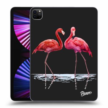 Picasee silikonowe czarne etui na Apple iPad Pro 11" 2021 (3.gen) - Flamingos couple