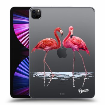 Picasee silikonowe przeźroczyste etui na Apple iPad Pro 11" 2021 (3.gen) - Flamingos couple