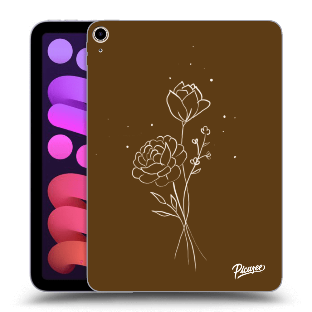 Picasee silikonowe czarne etui na Apple iPad mini 2021 (6. gen) - Brown flowers