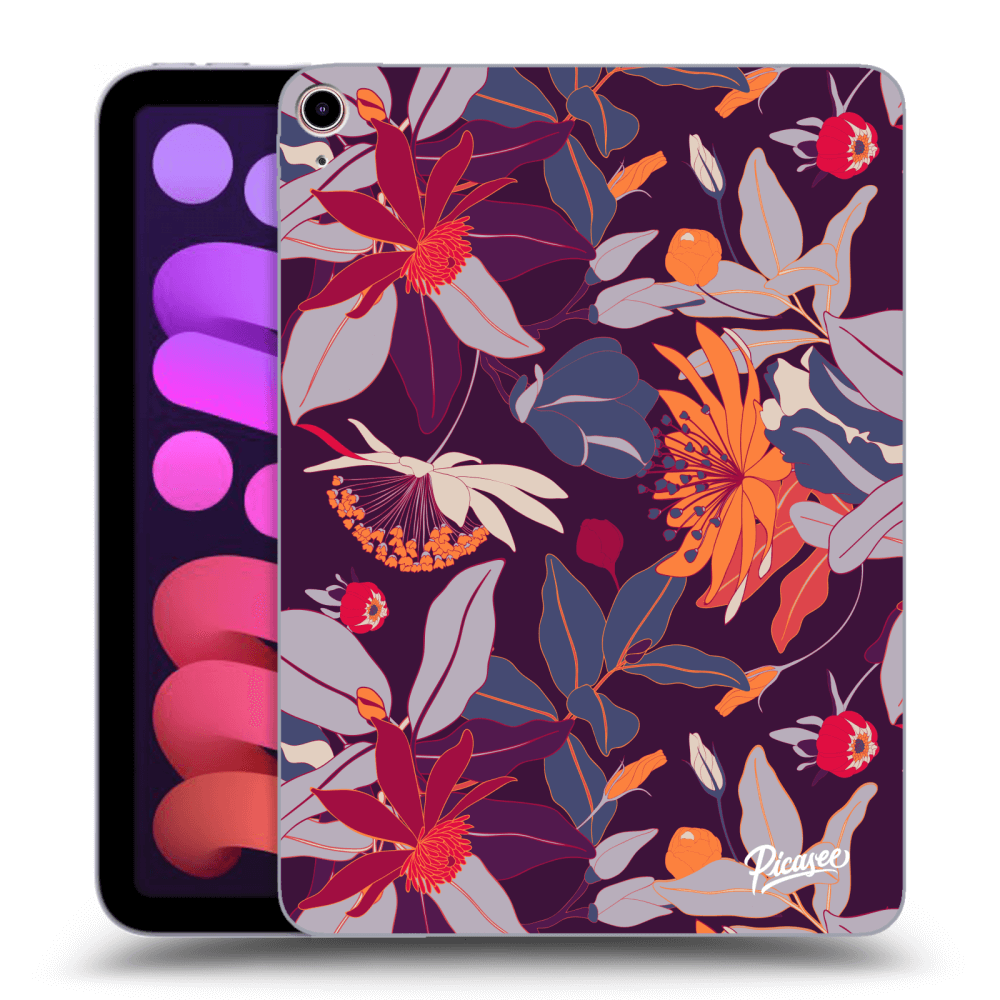 Picasee silikonowe czarne etui na Apple iPad mini 2021 (6. gen) - Purple Leaf