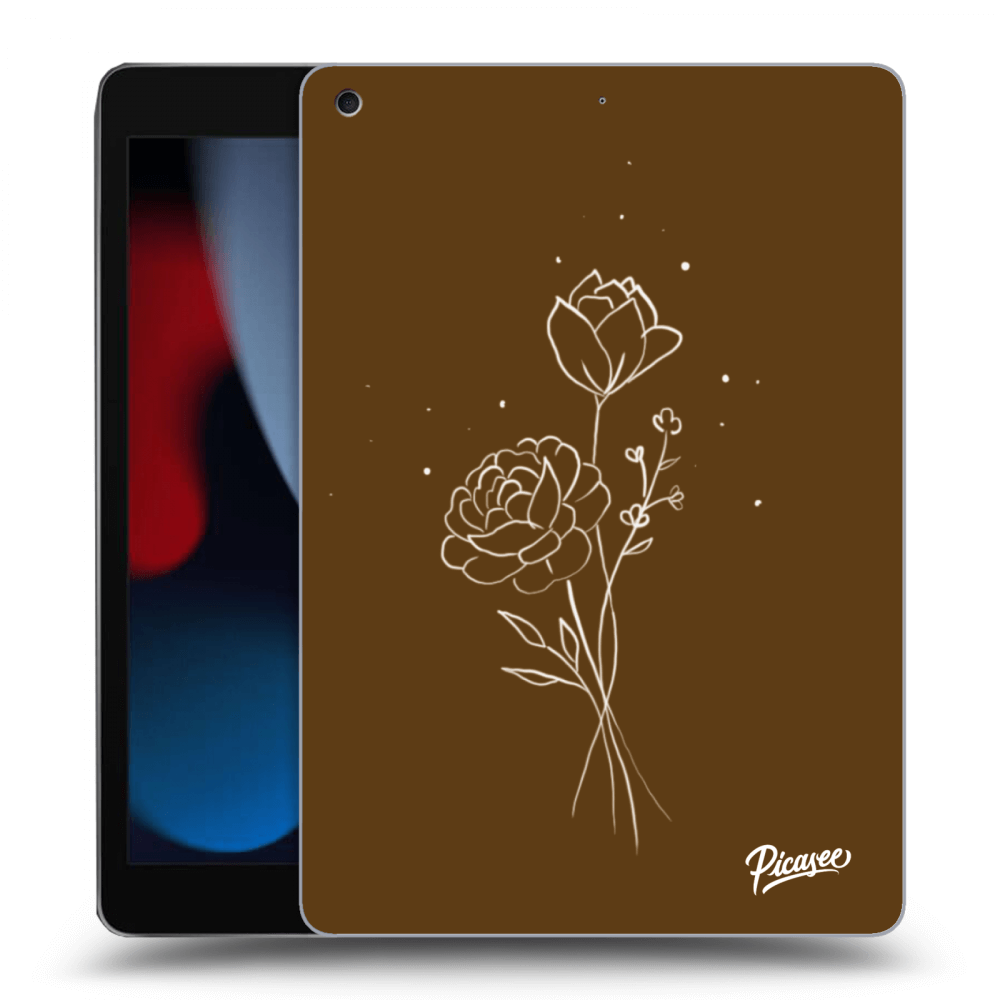 Picasee silikonowe przeźroczyste etui na Apple iPad 10.2" 2021 (9. gen) - Brown flowers