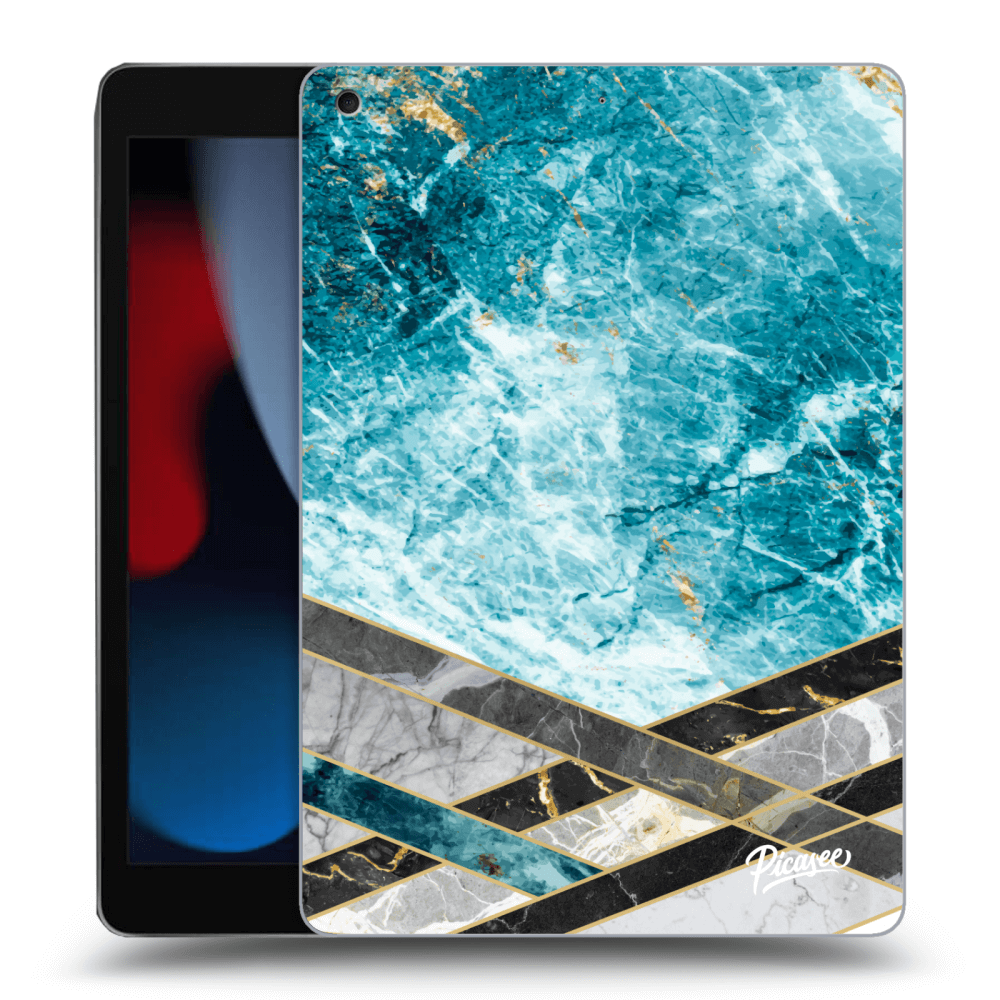 Picasee silikonowe przeźroczyste etui na Apple iPad 10.2" 2021 (9. gen) - Blue geometry